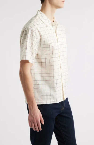Frame Mens Vintage Check Cotton-blend Shirt Cream Multi Xl In White