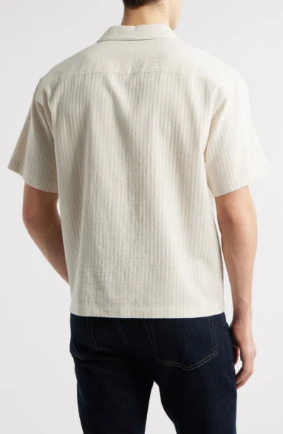 Frame Jacquard Short Sleeve Button Front Shirt In White Sand