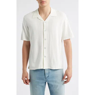 Rag & Bone Avery Camp-collar Honeycomb-knit Cotton-blend Terry Shirt In White