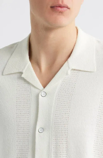Rag & Bone Avery Camp-collar Honeycomb-knit Cotton-blend Terry Shirt In White
