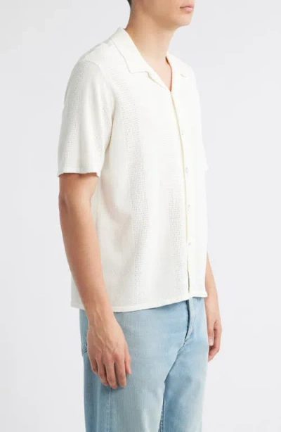 Rag & Bone Avery Camp-collar Honeycomb-knit Cotton-blend Terry Shirt In White