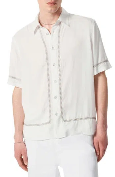 Rag & Bone Dalton Embroidered Short Sleeve Button-up Shirt In White