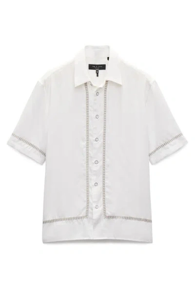Rag & Bone Dalton Embroidered Short Sleeve Button-up Shirt In White
