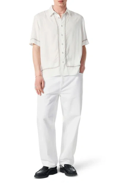 Rag & Bone Dalton Embroidered Short Sleeve Button-up Shirt In White
