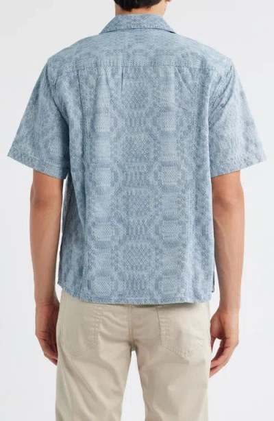 Corridor Diamond Jacquard Short Sleeve Camp Shirt In Blue In Blue