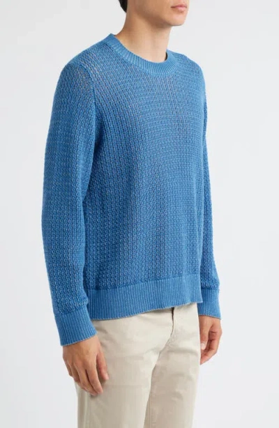 Corridor Marled Organic Pima Cotton Crewneck Sweater In Blue