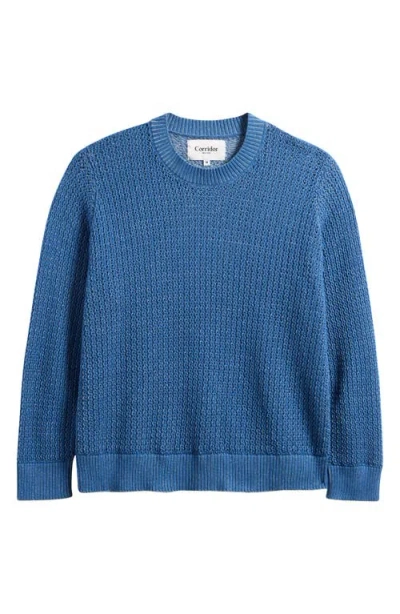 Corridor Marled Organic Pima Cotton Crewneck Sweater In Blue