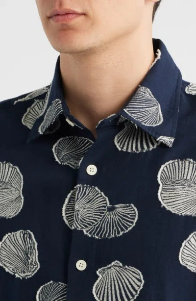 Nn07 Freddy 5715 Short Sleeve Button-up Shirt In Blue