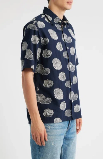 Nn07 Freddy 5715 Short Sleeve Button-up Shirt In Blue
