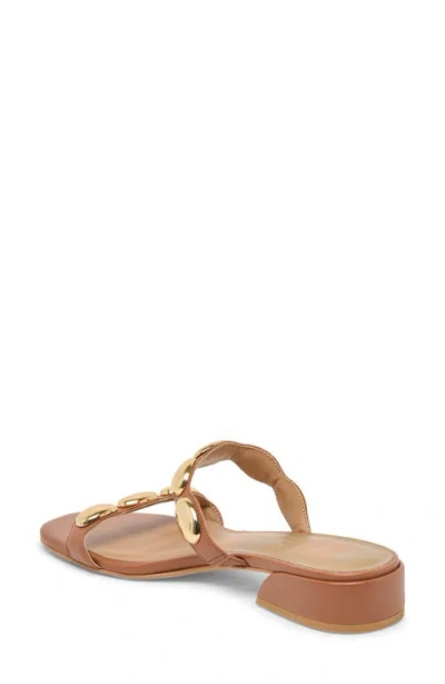 Dolce Vita Women's Fresco Embellished Double Band Slide Low Block Heel Dress Sandals In Brown