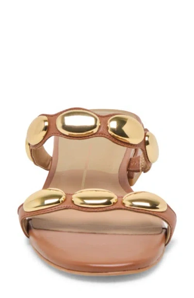 Dolce Vita Women's Fresco Embellished Double Band Slide Low Block Heel Dress Sandals In Brown