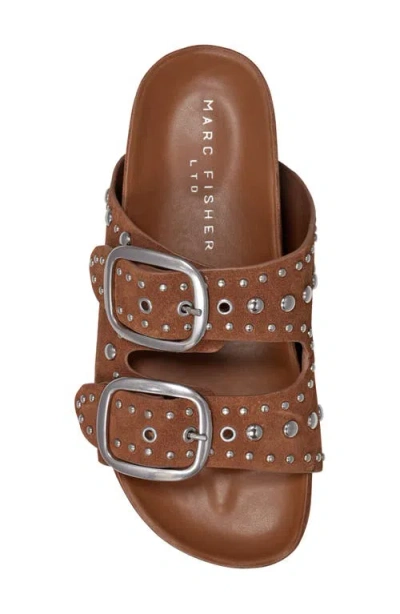 Marc Fisher Ltd Women's Sayge Studded Suede Footbed Sandal In Neutral