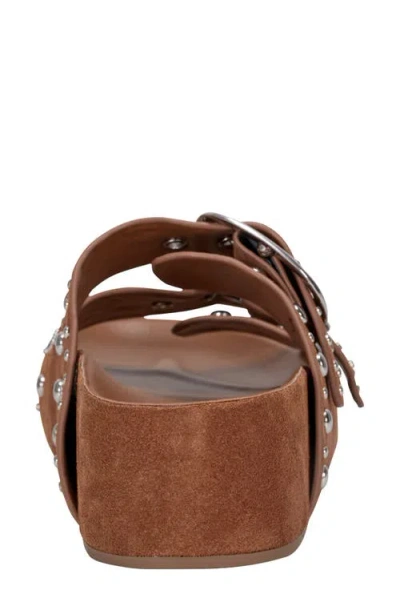 Marc Fisher Ltd Women's Sayge Studded Suede Footbed Sandal In Neutral