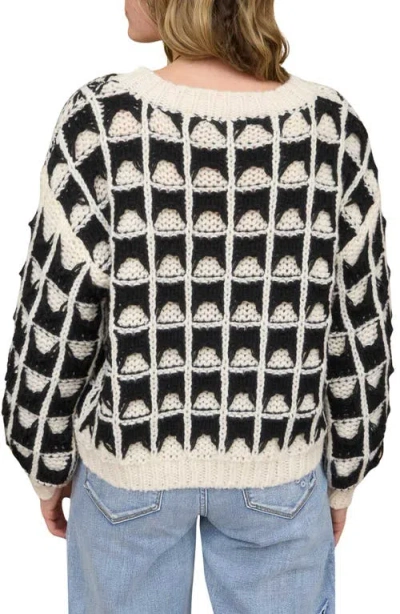 Blu Pepper Open Stitch Sweater In Black