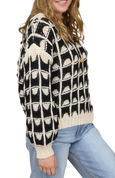 Blu Pepper Open Stitch Sweater In Black