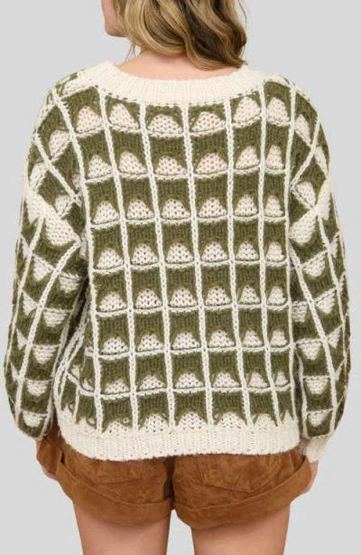 Blu Pepper Open Stitch Sweater In Green