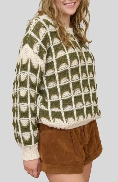 Blu Pepper Open Stitch Sweater In Green