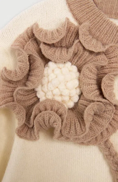 Saachi Ruffled Bloom Pullover Sweater In Neutral