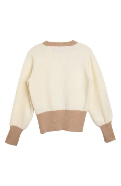 Saachi Ruffled Bloom Pullover Sweater In Neutral