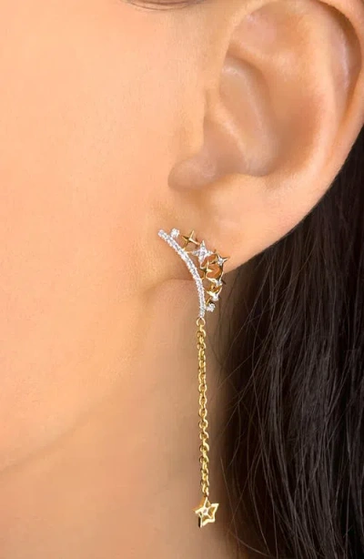 Luvmyjewelry Starry Cascade Tiara Diamond Drop Earrings In 14k Yellow Gold Vermeil On Sterling Silve In Gold