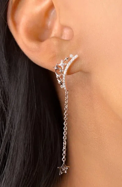 Luvmyjewelry Starry Cascade Tiara Diamond Drop Earrings In Sterling Silver In Metallic