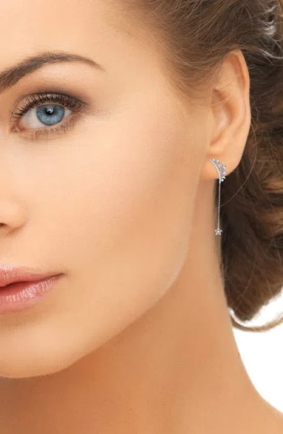 Luvmyjewelry Starry Cascade Tiara Diamond Drop Earrings In Sterling Silver In Metallic