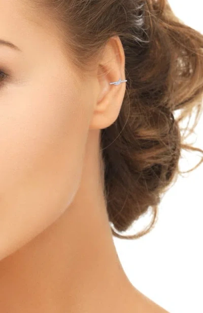 Luvmyjewelry Moonlit Diamond Ear Cuffs In Sterling Silver In White