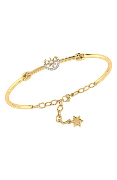 Luvmyjewelry North Star Crescent Bangle Bracelet In Gold