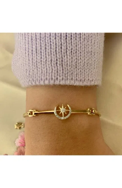 Luvmyjewelry North Star Crescent Bangle Bracelet In Gold
