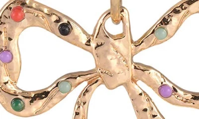 Rachel Roy Multicolor Stone Bow Drop Earrings In Gold