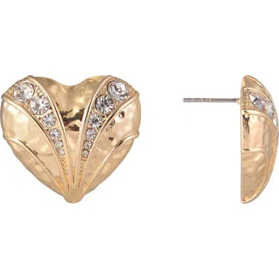 Rachel Roy Heart Button Earrings In Gold