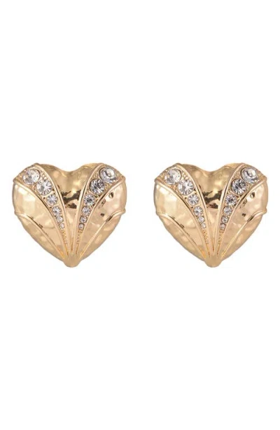 Rachel Roy Heart Button Earrings In Gold