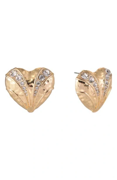 Rachel Roy Heart Button Earrings In Gold