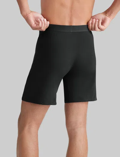 Tommy John Men's Cool Cotton Relaxed Fit Boxer 6" In Black