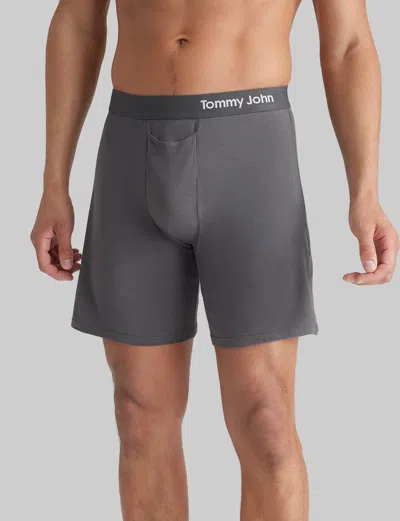 Tommy John Men's Cool Cotton Relaxed Fit Boxer 6" In Black
