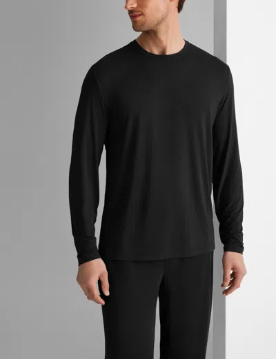 Tommy John Men's Second Skin Long Sleeve Sleep T-shirt In Black