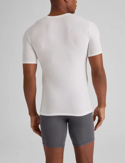 Tommy John Men's Cool Cotton Deep V-neck Stay-tucked Undershirt In White