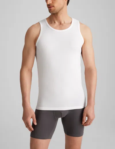 Tommy John Men's Cool Cotton Tank Stay-tucked Undershirt In White