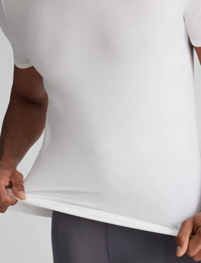 Tommy John Men's Cool Cotton High V-neck Stay-tucked Undershirt In White