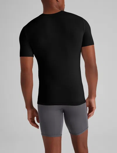 Tommy John Men's Second Skin Crew Neck Stay-tucked Undershirt In Black