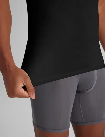 Tommy John Men's Second Skin Crew Neck Stay-tucked Undershirt In Black