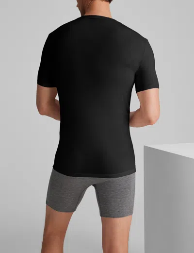 Tommy John Men's Second Skin Deep V-neck Stay-tucked Undershirt In Black