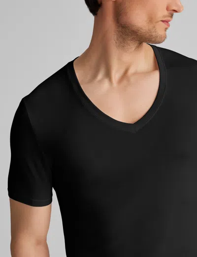 Tommy John Men's Second Skin Deep V-neck Stay-tucked Undershirt In Black