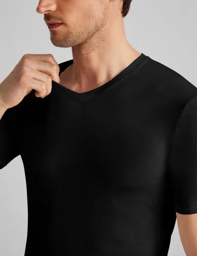 Tommy John 3-pack Second Skin Stay Tucked V-neck Undershirts In Black