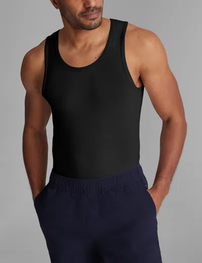 Tommy John Men's Second Skin Tank Stay-tucked Undershirt In Black