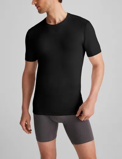 Tommy John Men's Cool Cotton Crew Neck Stay-tucked Undershirt In Black