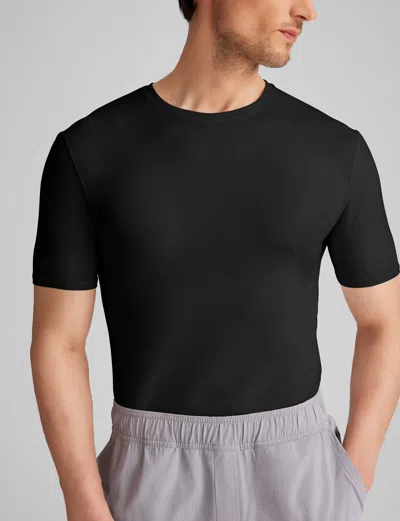 Tommy John Men's Cool Cotton Crew Neck Stay-tucked Undershirt In Black