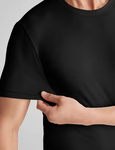 Tommy John Men's Cool Cotton Crew Neck Stay-tucked Undershirt In Black
