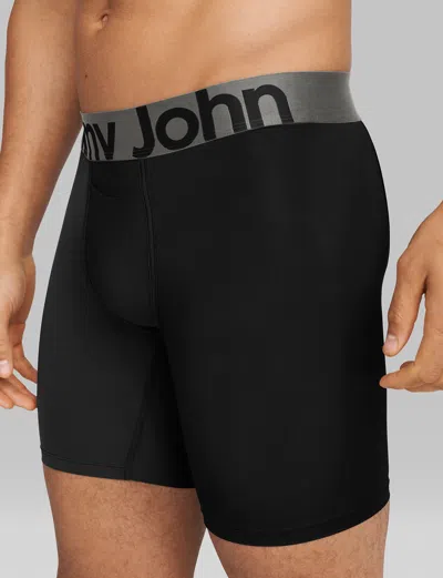 Tommy John Men's 360 Sport Mid-length Boxer Brief 6" In Black