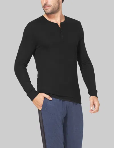Tommy John Men's Downtime Henley Shirts In Black